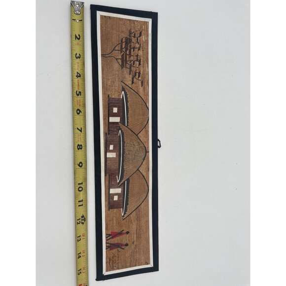 Handcrafted Kenyan Wall Art Village Scene & Maasai Figures On Cardboard Backing - Picture 7 of 10